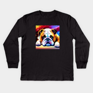 English Bulldog at Rest Kids Long Sleeve T-Shirt